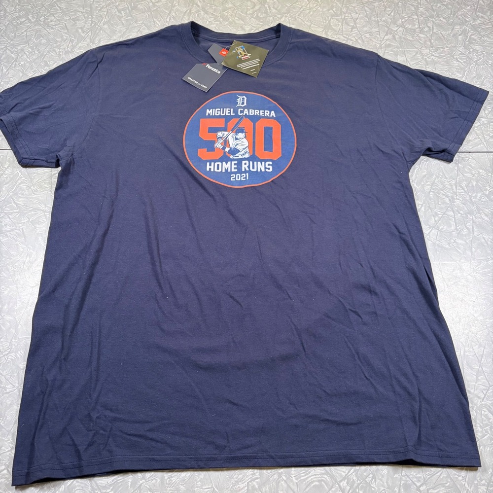 Fanatics Miguel Cabrera Detroit Tigers 500 Home Runs T-Shirt Navy XL NWT